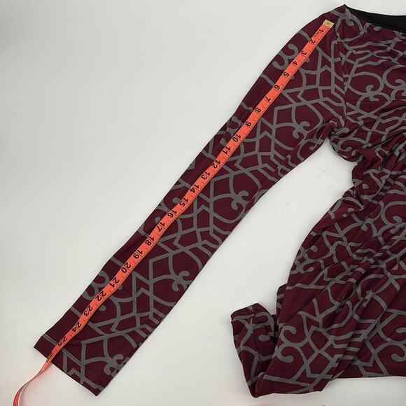 Analili Womens Long Sleeve Stretch Knit Dress Pink Wine Gray Black Medallion L - Picture 13 of 16